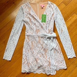 Lilly Pulitzer Tiki Wrap Romper White Lace